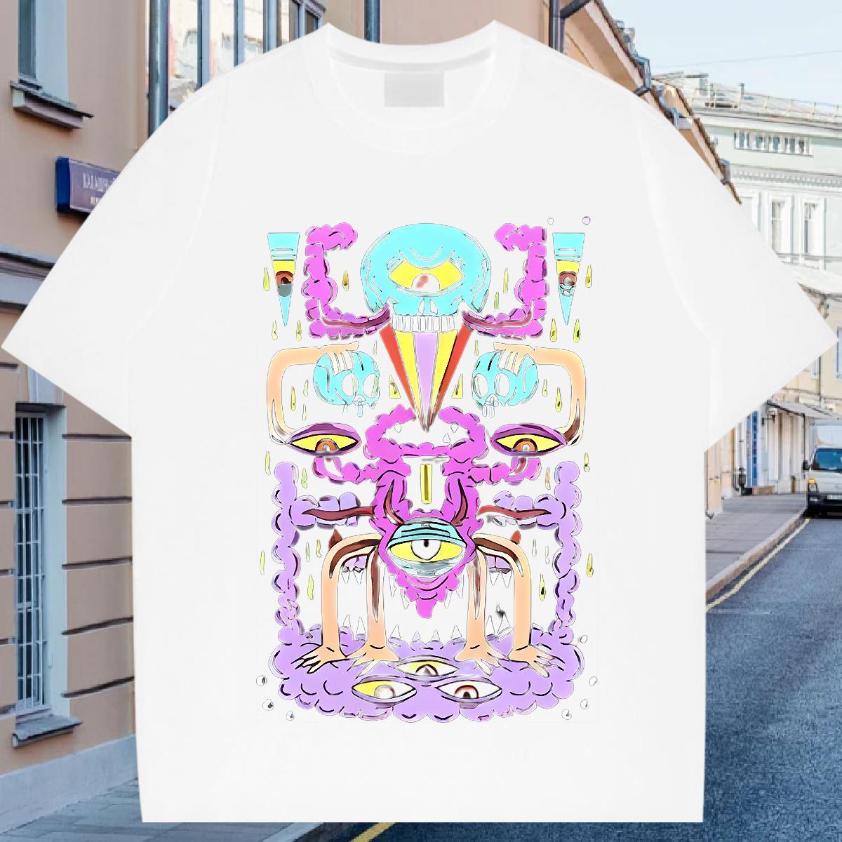 Mens T Shirts 230g Cotton scare Street Casual Short Sleeve Soft White Plus Size Tshirt for Man Woman Free Shipping Cool Clothings