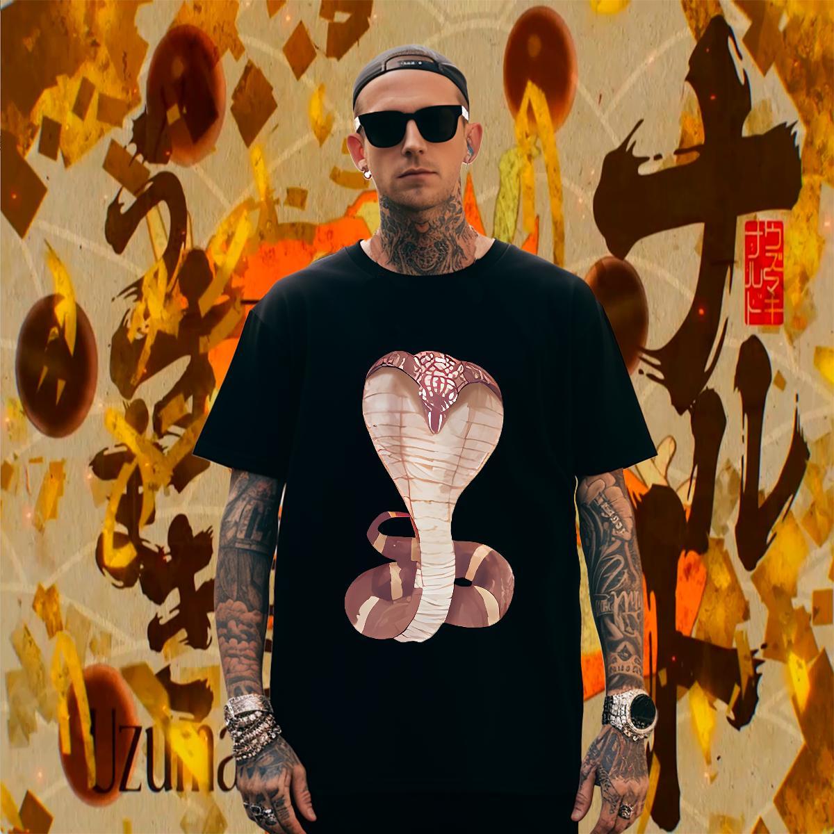 High Quality Mens Tshirts 100% Cotton 230g Daily Wear snake Custom Printing Short Sleeve O-Neck Classic Man T Shirts Tops Shirt