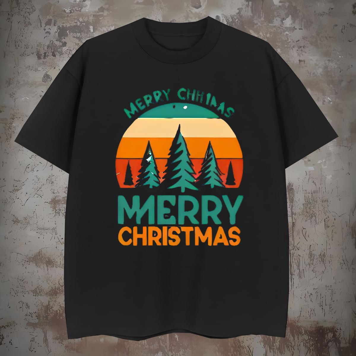 Free Shipping Men Tops Tees 100% Cotton 230g Christmas T Shirt For Man Sports Casual Crew Neck Cartoon Printing L-4XL 2024 Designer Tees Shirts