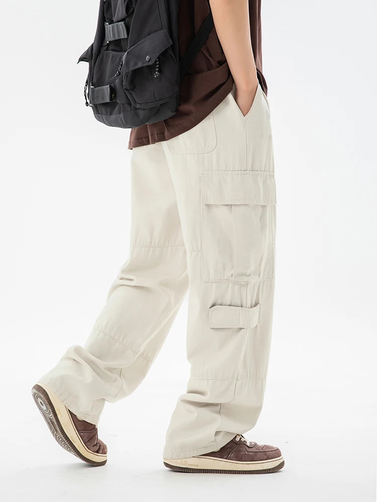 Cargo pants Cotton Loose Fashion Casual Pants Spliced Multi Pocket Outdoor Hiking Elastic Straight Leg Woman Sweatpa 240806