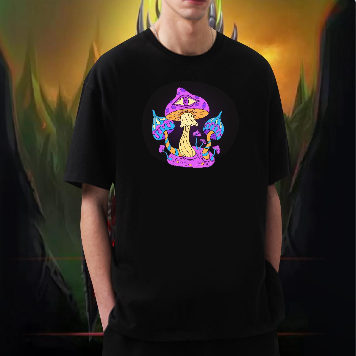 New Arrival Men T Shirts 100% Cotton 230g mushroom Street wear Hip Hop Tshirts Breathable Soft High Quality Men Tshirts DIY Printed