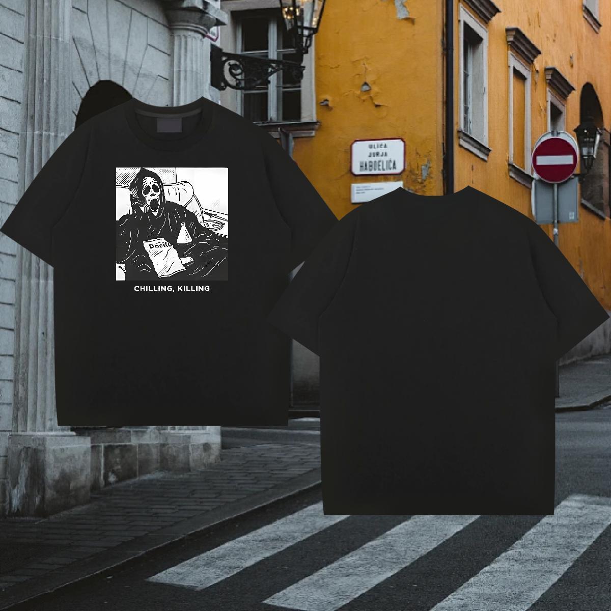 New Arrival Man T Shirts skull Tees Shirts 100% Cotton 230g Sport Comfortable Oversized 3XL 4XL Crew Neck Men Clothes T-Shirt