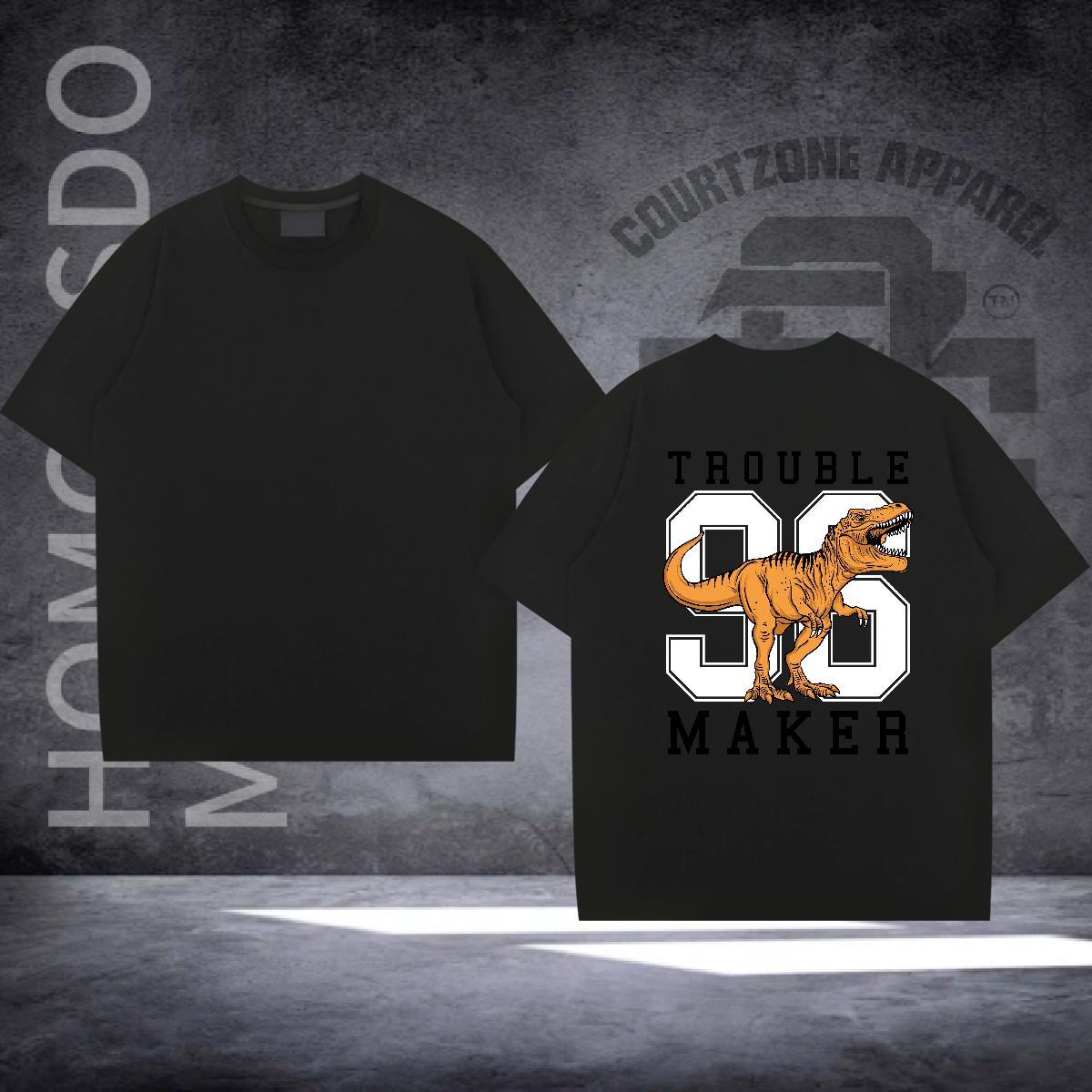 Custom Man T Shirts 230g 100% Cotton dinosaur Street wear Hip Hop Tops Tees Breathable Loose Fit Tshirts Cartoon Print