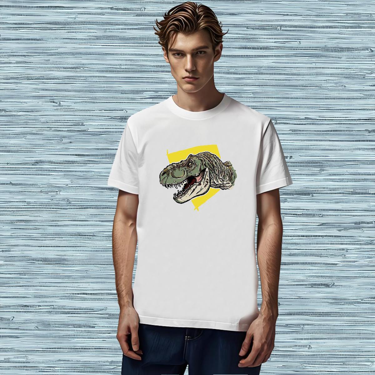 Factory Direct T Shirts Men 100% Cotton 230g dinosaur Daily Wear Clothes Breathable Short Sleeve Soft Men Clothes T-Shirt Skull
