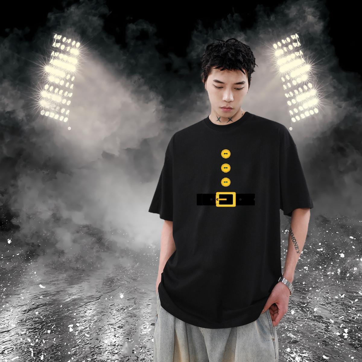 Customized Mens T Shirts 100% Cotton 230g Christmas Hip Hop Street Clothings Round Neck Short Sleeve Wholesale Men Tshirts Black Oversized