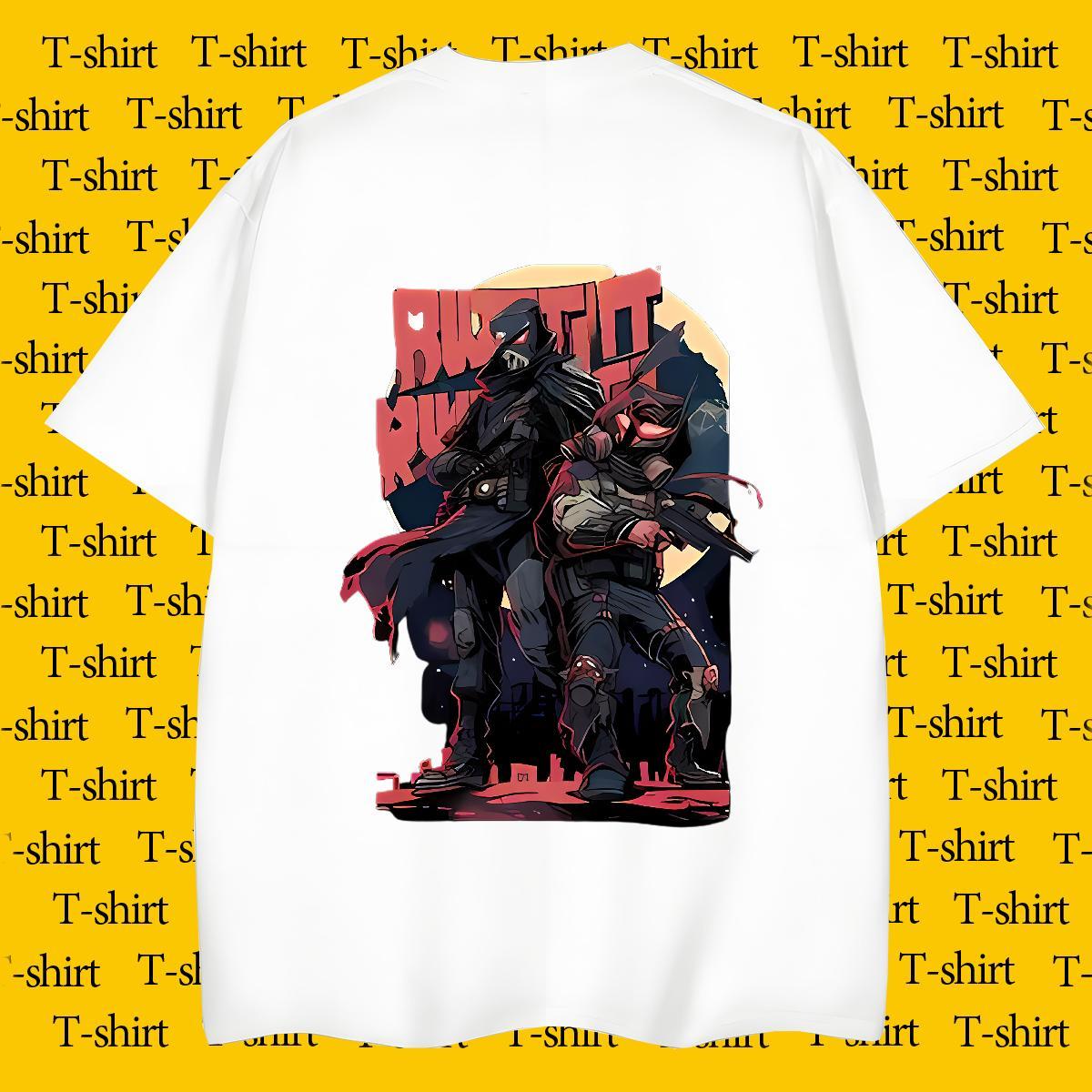 T Shirts Men 230g 100% Cotton Animated characters Street Breathable Soft Black Oversized Men Tshirts Customized Popular Tees Shirts