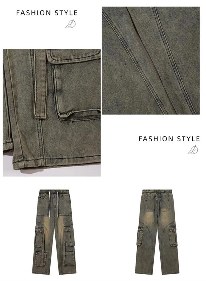 Womens Y2k Cargo Jeans Japanese 2000s Style Streetwear Harajuku Korean Baggy Denim Trousers Jean Pants Vintage Trashy Clothes 240806