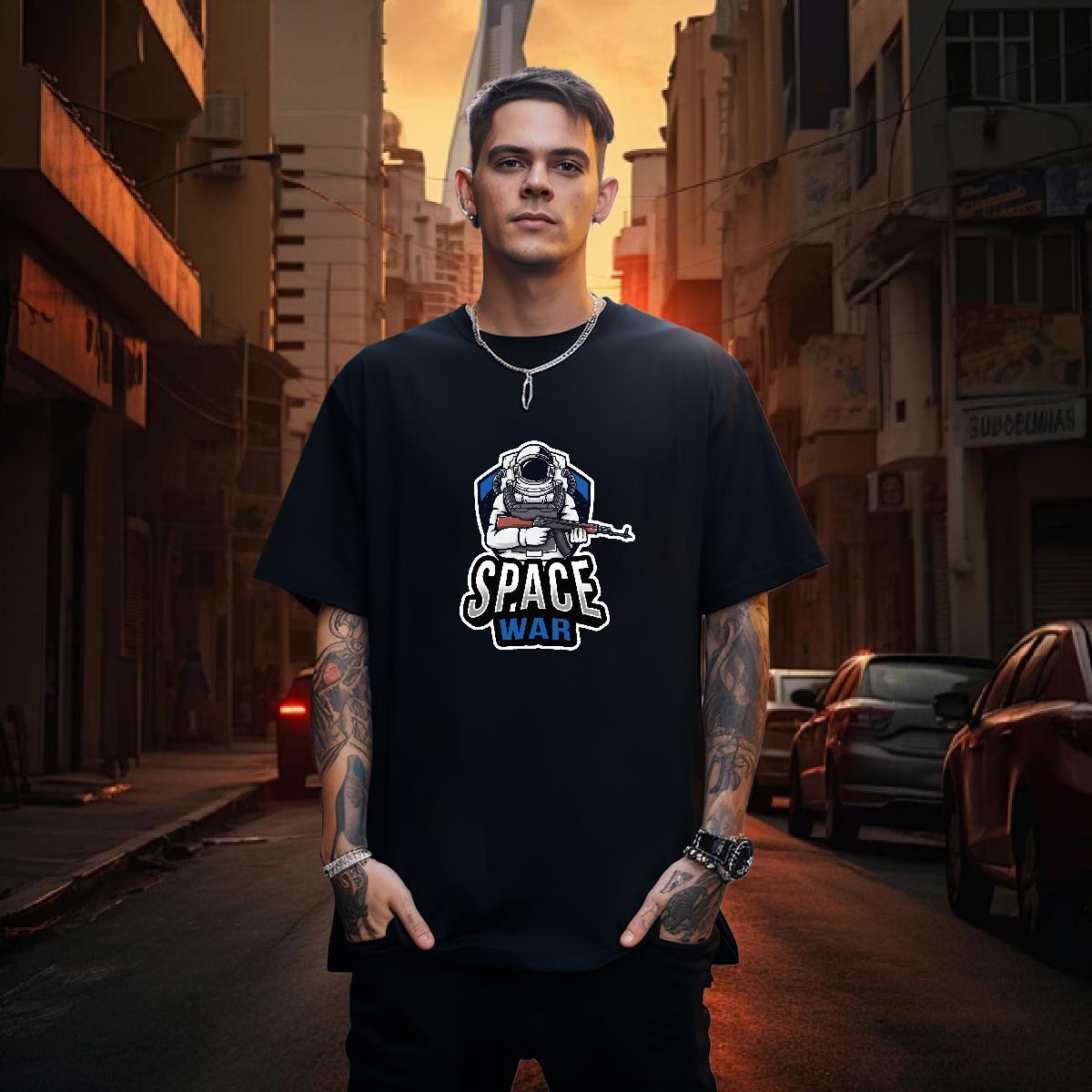 T Shirt For Man 100% Cotton 230g cosmonaut High Street Hip Hop O-Neck Short Sleeve Floral Print Mens Tshirts DIY Customized Designer Tops Shirt