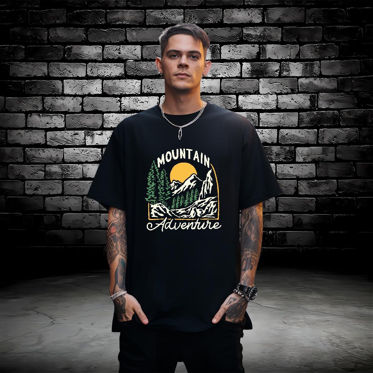 DIY Customized Man T Shirts mountains Top Tees 230g Pure Cotton Anime Printing Street Designer DIY Anime Breathable Men Tshirts