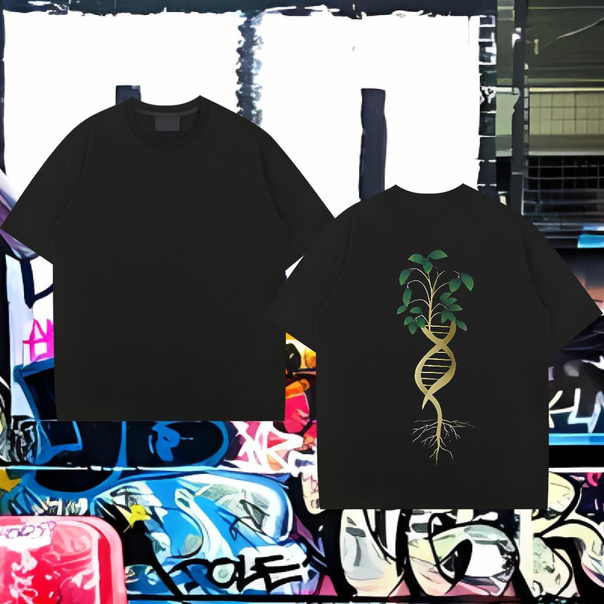 2024 Summer T Shirt For Man 100% Cotton 230g tree Hip Hop Street Polos Short Sleeve Soft Unisex Men Tees Floral Print