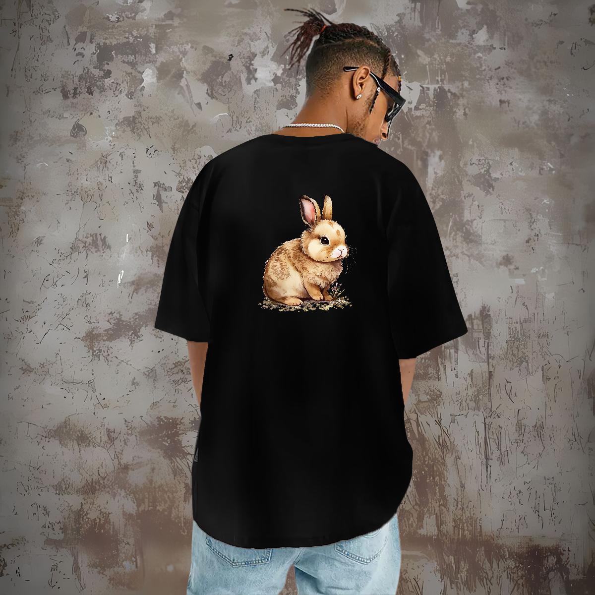 Fashion Design T Shirts Men 230g Pure Cotton rabbit Sport Tops Tees O-Neck Short Sleeve Designer Tshirt for Man Woman DIY Anime