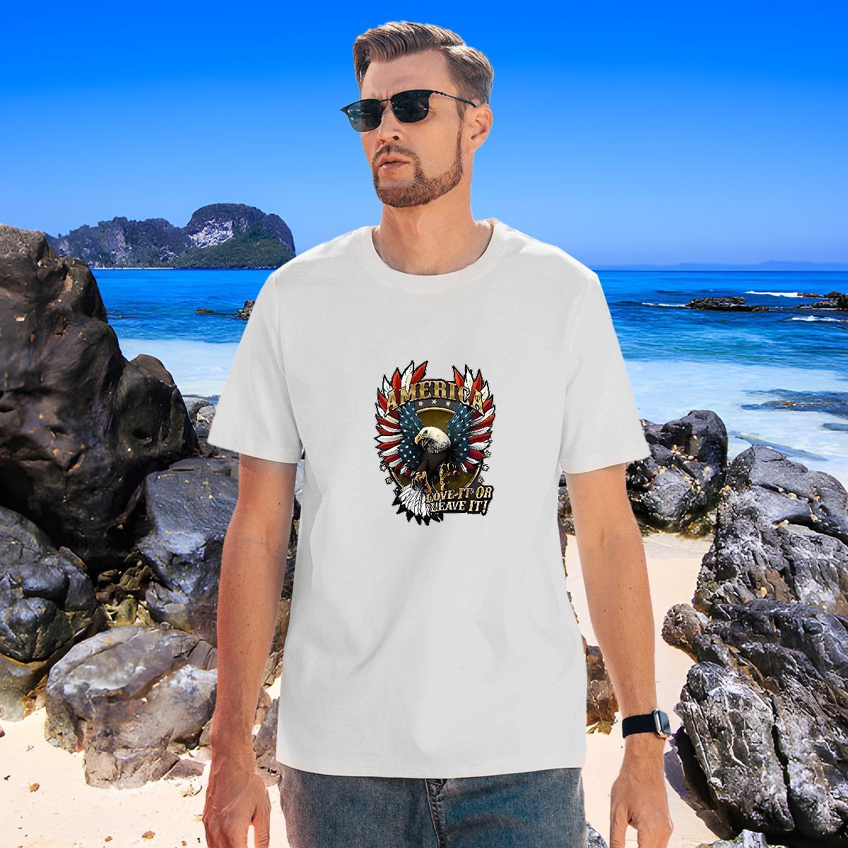 Comfortable Mens Tshirts 230g 100% Cotton eagle Man T Shirts Spring Summer Round Neck Short Sleeve Custom Printing Fashion New Clothings