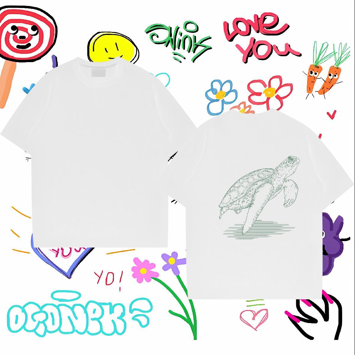 Stylist T shirt 230g Cotton tortoise Street Casual Clothings O-Neck Short Sleeve Unisex Mens Tshirts Graphic