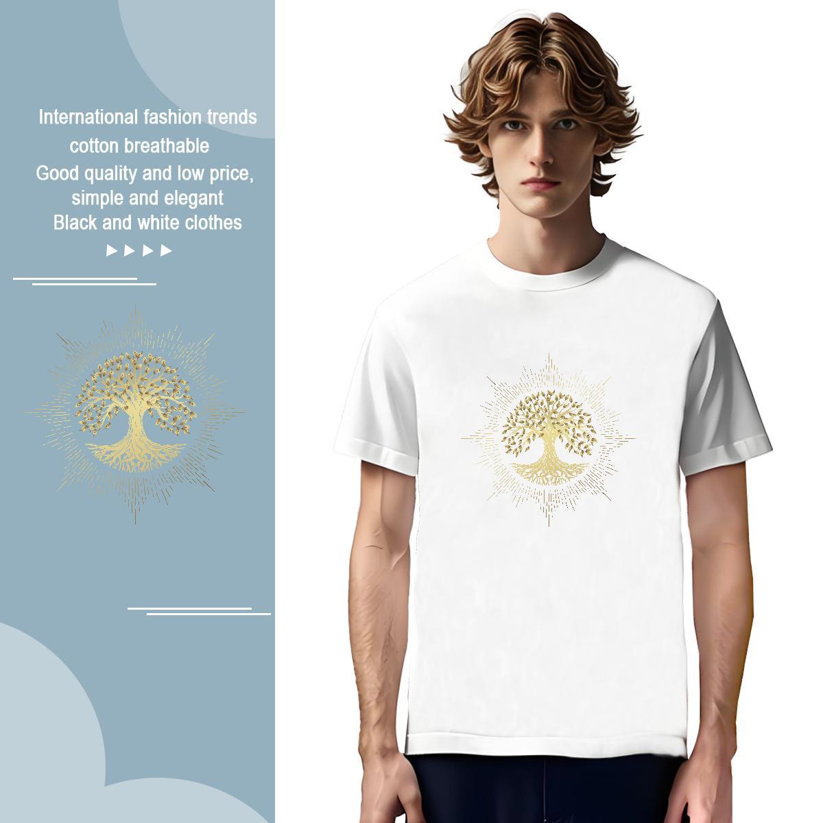 T shirt 230g 100% Cotton tree Casual Beach Pure Cotton Oversized 4XL Men Tees Customized Free Shipping Tshirts