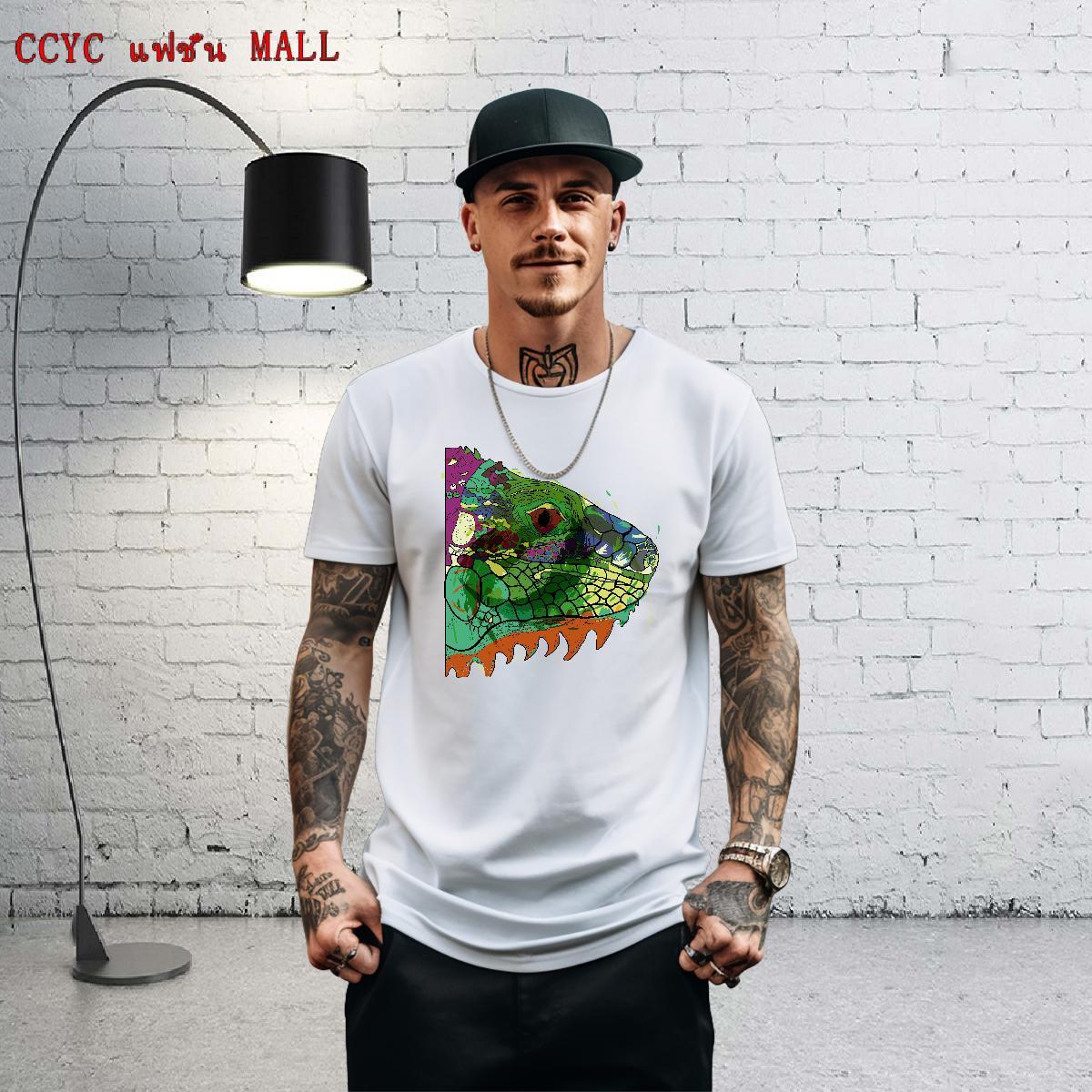Comfortable Men Tops Tees 100% Cotton 230g Casual Beach fish head Anime Short Sleeve O-Neck Classic T-Shirts for Men Wear