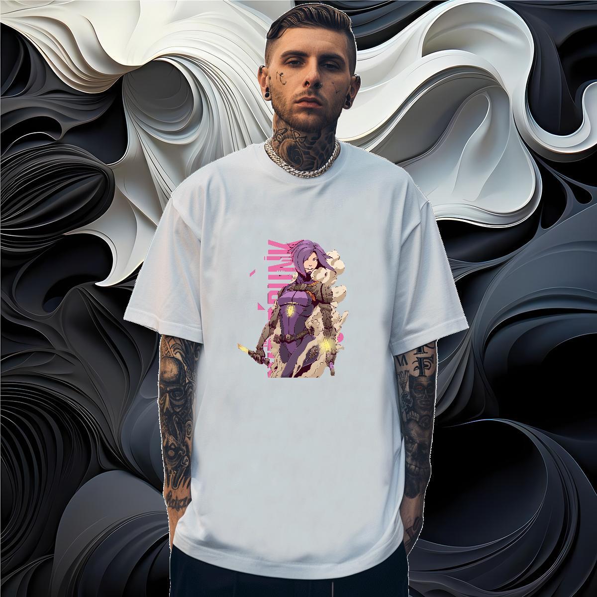 T Shirt For Man 230g 100% Cotton portrait Street wear Hip Hop Short Sleeve Soft DIY Printed Men Tshirts New Loose Fit Clothings