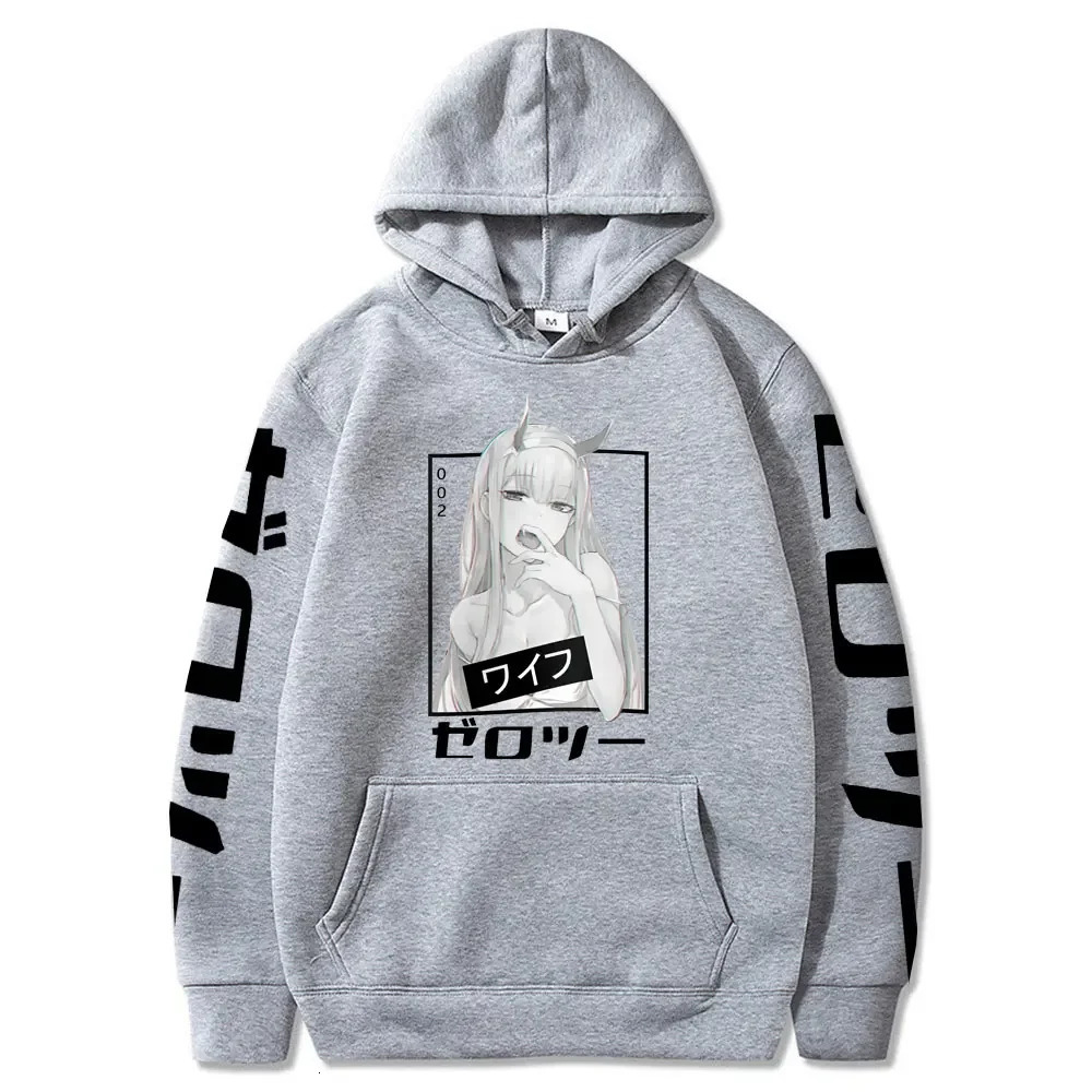 Anime Darling In The Franxx Zero Two Hoodies Men Casual Harajuku Streetwear Pullover Autumn Y2K Oversized Hooded Sweatshirt Tops 240807