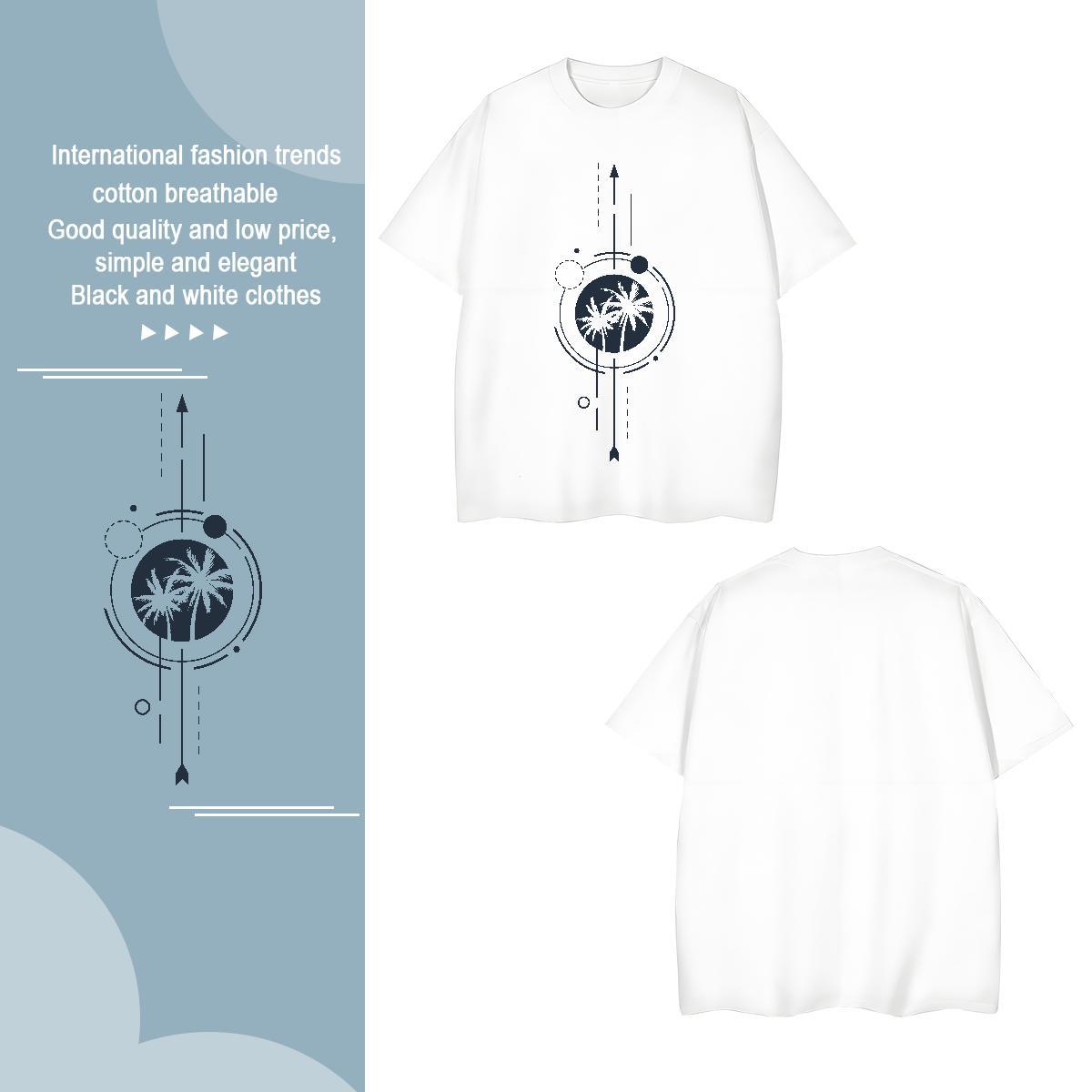 T Shirt For Man 230g Pure Cotton tree Casual Daily Wear Breathable Soft Black Oversized Men Clothes T-Shirt 2024 New Brand Clothings