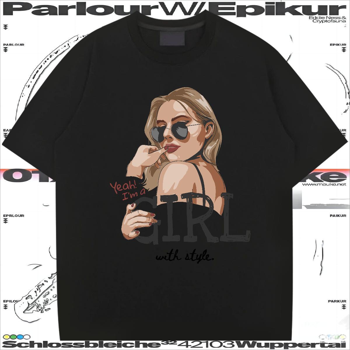 T-Shirts for Men 100% Cotton 230g portrait Spring Summer O-Neck Short Sleeve Plus Size Custom Couples T Shirts Brand Comfortable Top Tees