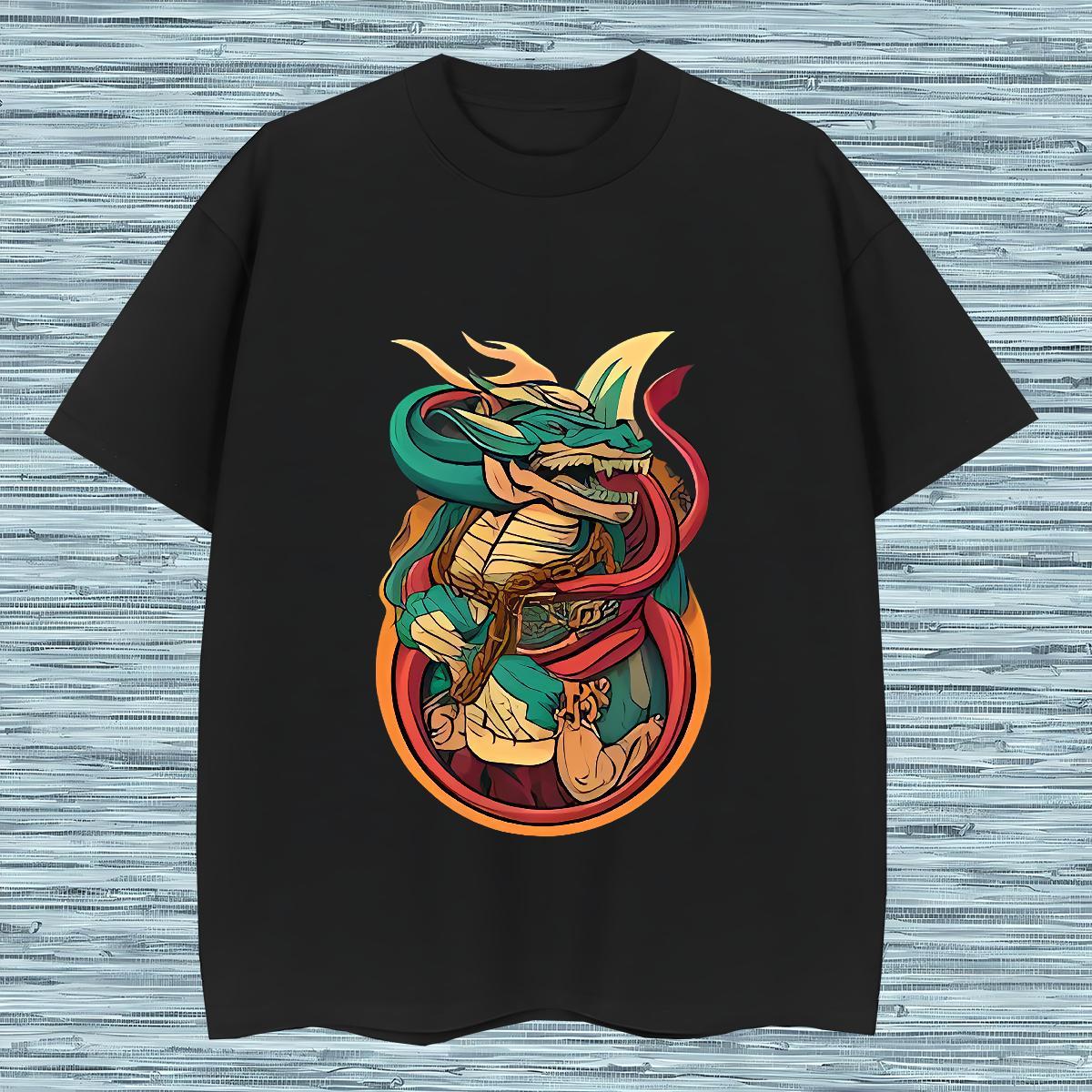 Classic Casual T Shirt For Man 230g Pure Cotton dinosaur Sport Tees Breathable Soft TOP Quality Men Tops Tees Customized Print