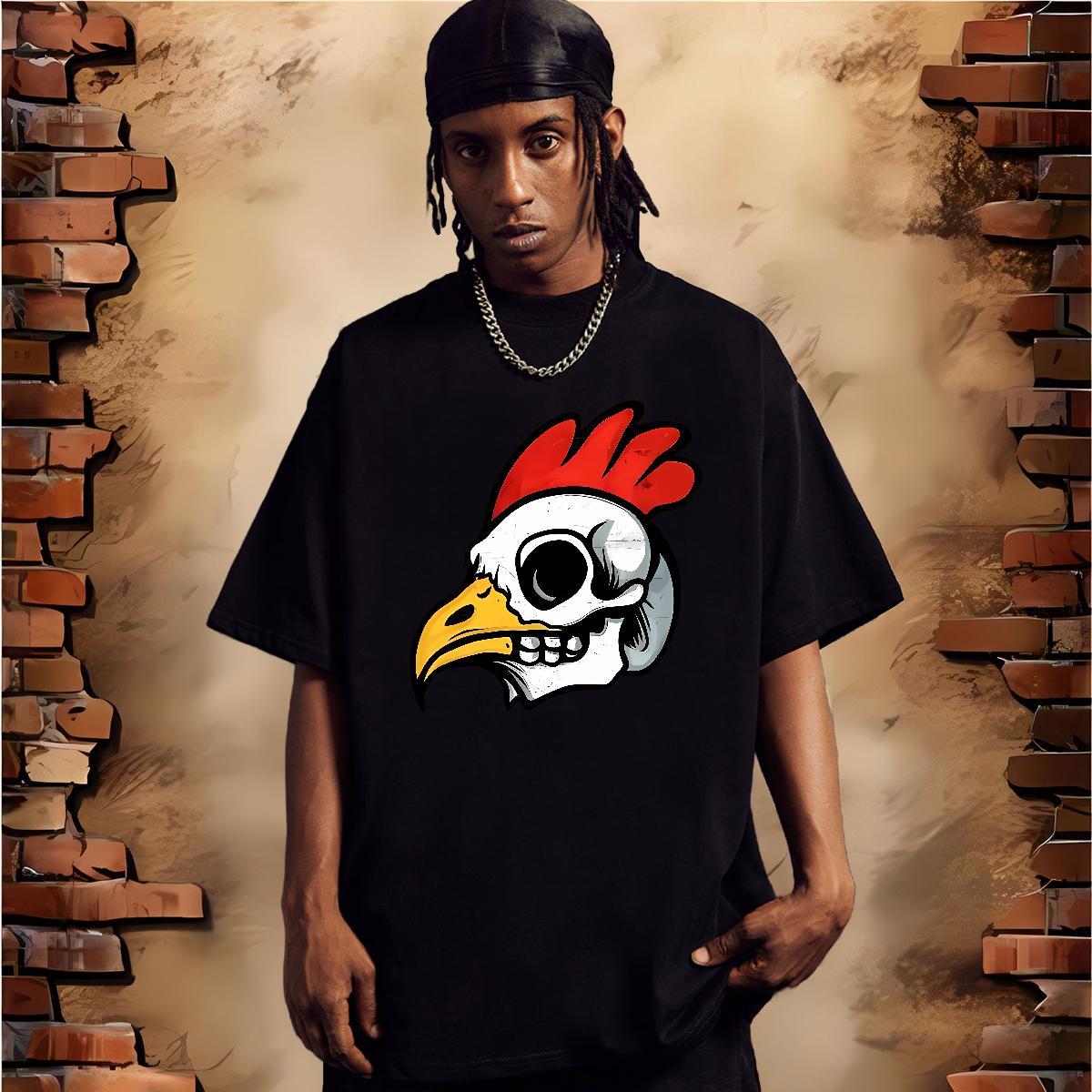 Men T Shirts 230g Pure Cotton chicken High Street Hip Hop Crew Neck Breathable Floral Print Men Clothes T-Shirt New Arrival Designer Wear