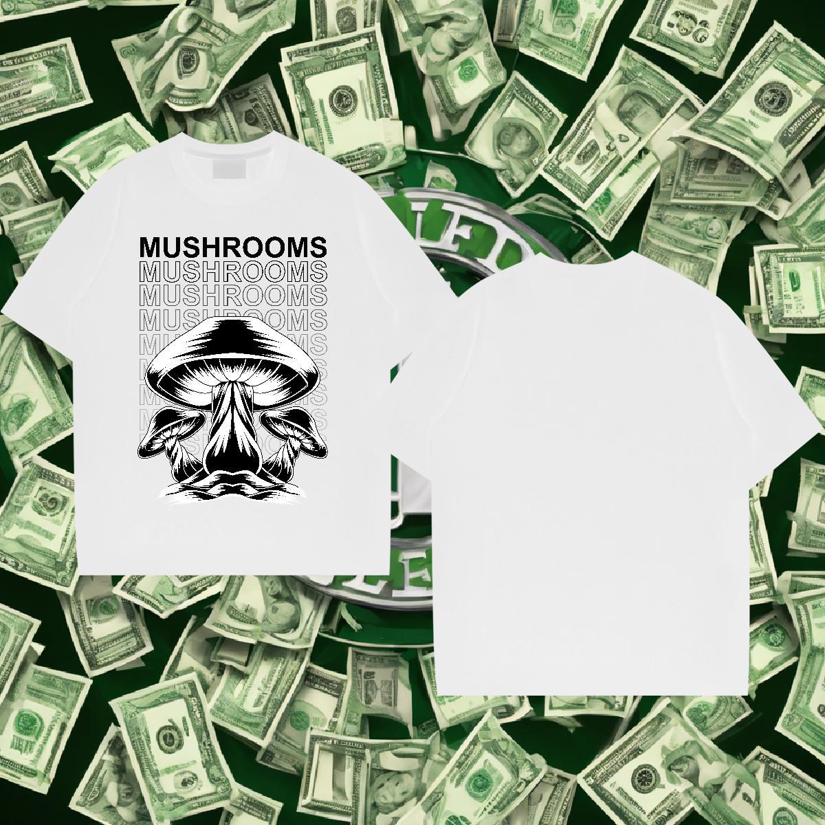 Fashion Design T-Shirts 100% Cotton 230g mushroom Casual Beach Tee Shirt O Neck Short Sleeves Brand Mens Tshirts Anime Print
