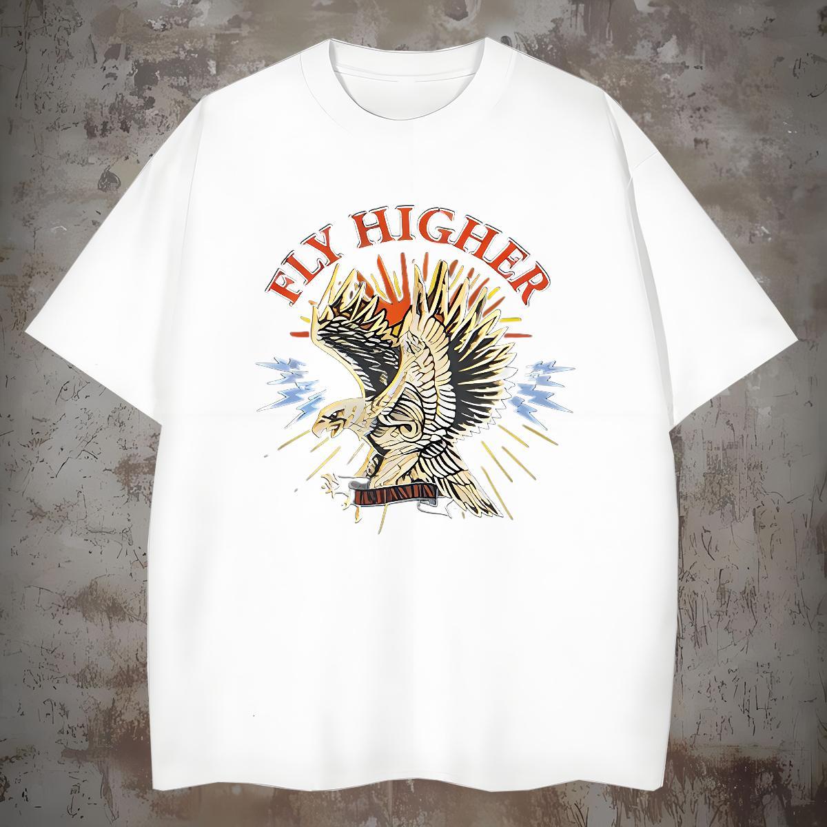 2024 Summer T-Shirts 230g Pure Cotton eagle Street wear Hip Hop Clothings Breathable Short Sleeve High Quality Tshirts Custom Printing