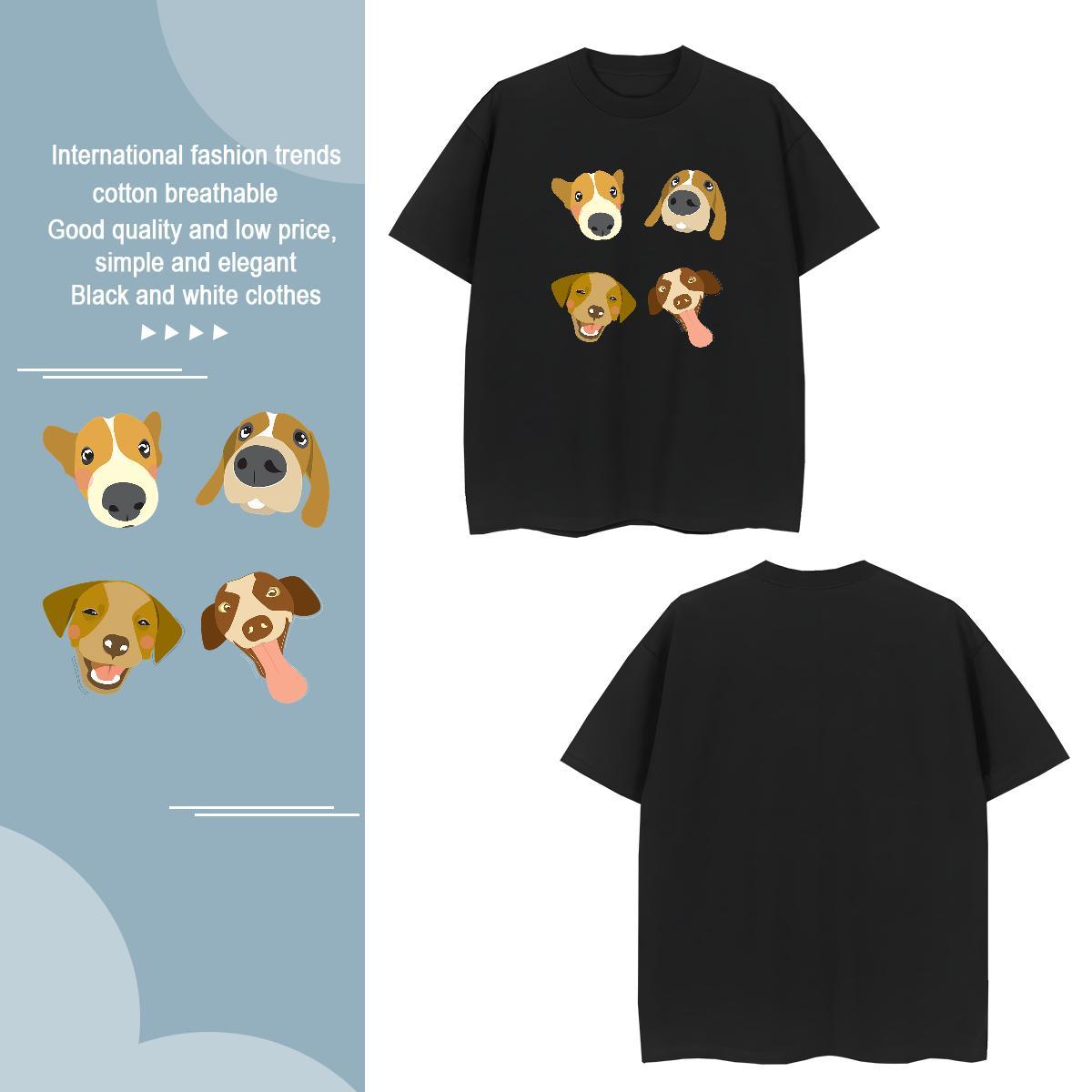 T-Shirts for Men 230g 100% Cotton dogs Summer Casual Short Sleeve O-Neck Black White Mens Tshirts Factory Direct Designer Tees Shirts