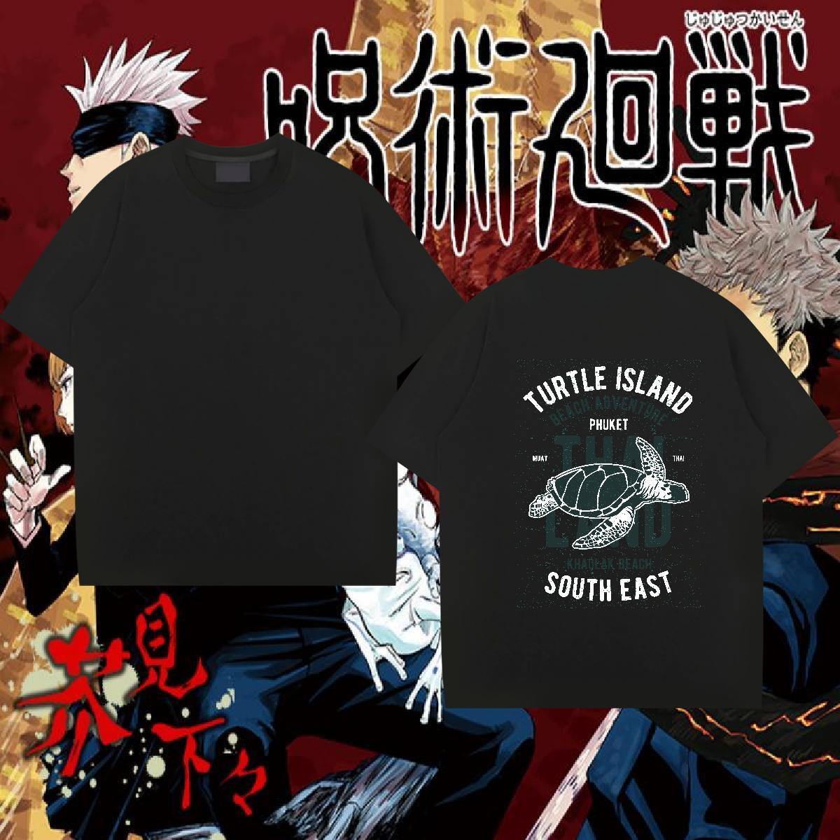2024 Designer T Shirts Men 230g Cotton Anime Printing Street Clothes O Neck Short Sleeves Loose Tshirt for Man Woman Asian Size