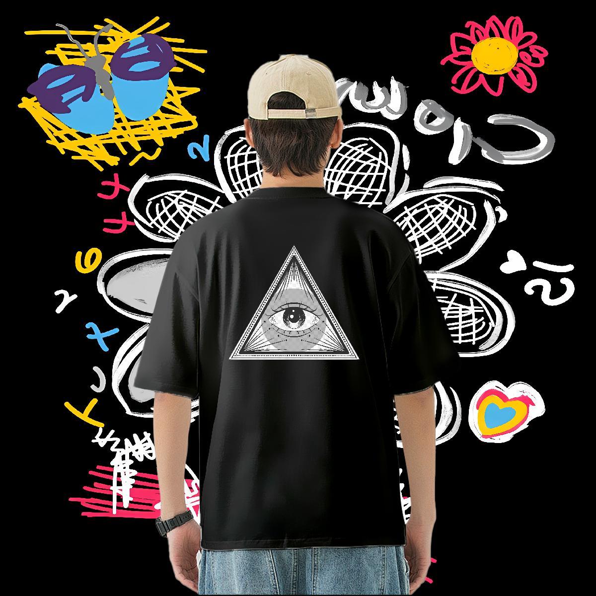 Stylist T-Shirts for Men eye of the devil Clothings 230g Pure Cotton Spring Summer Wholesale Graphic Breathable Short Sleeve Tshirts