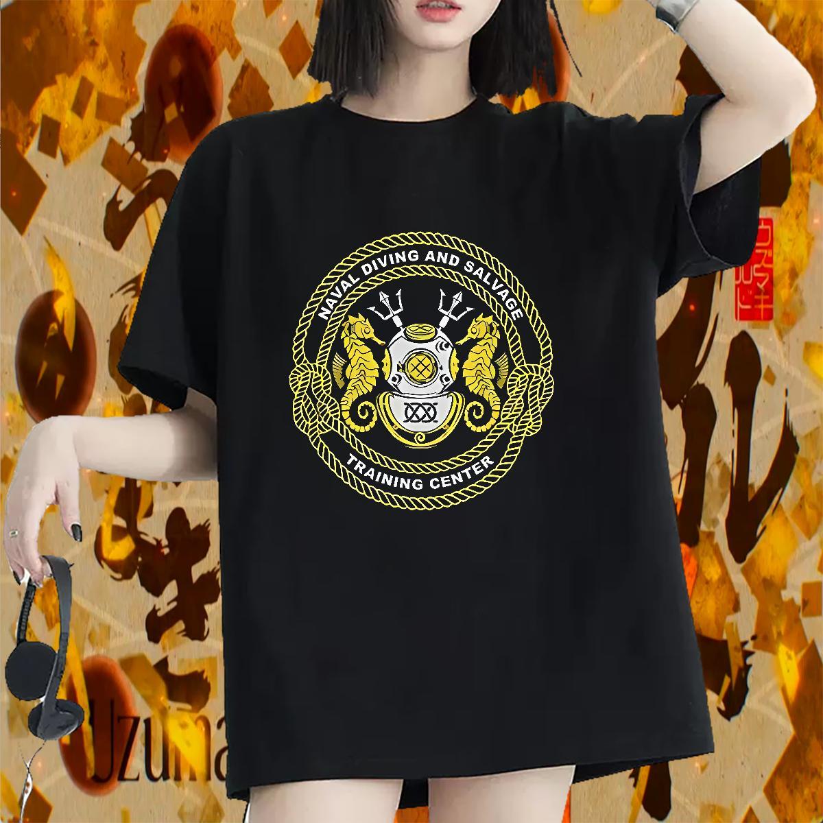 Soft Women T Shirts Breathable Short Sleeve Woman Tshirt Anime Print sea horse Casual Sport 230g 100% Cotton Classic Tees Shirts