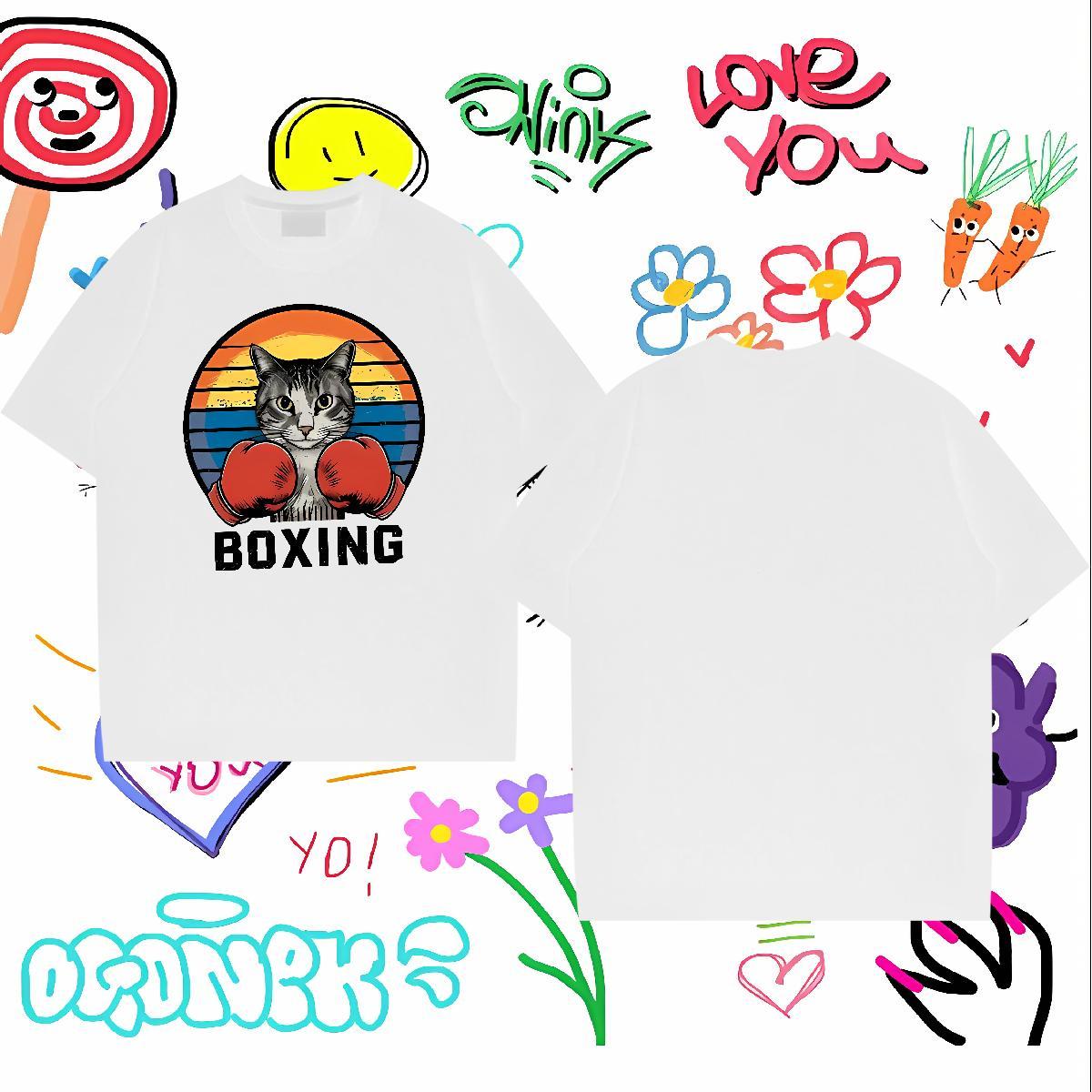 New Arrival T Shirt For Man 230g Cotton boxing Casual Beach Polos Breathable Short Sleeve Soft Men Clothes T-Shirt DIY Logo Oversized