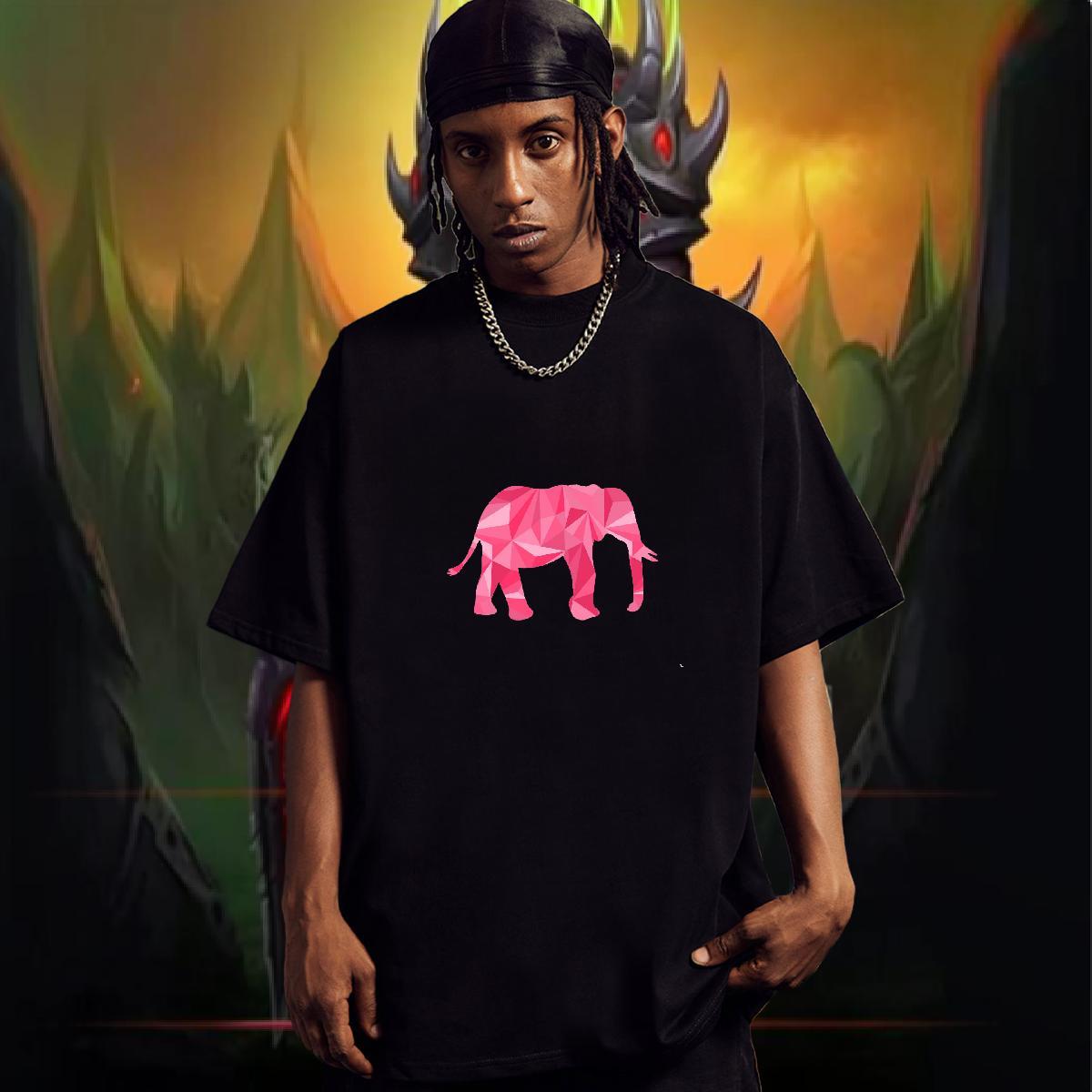 Free Shipping Men T Shirts 230g Pure Cotton Elephant Street Wear Polos Crew Neck Cool Design Men Clothes T-Shirt Custom Print Plus Size