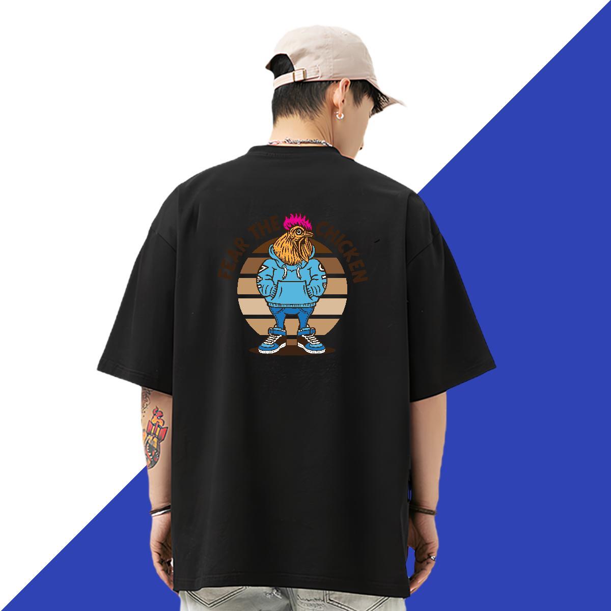 DIY T-Shirts for Men 100% Cotton 230g chicken Street Wear Clothes Short Sleeve Soft TOP Quality Mens Tshirts Anime Print