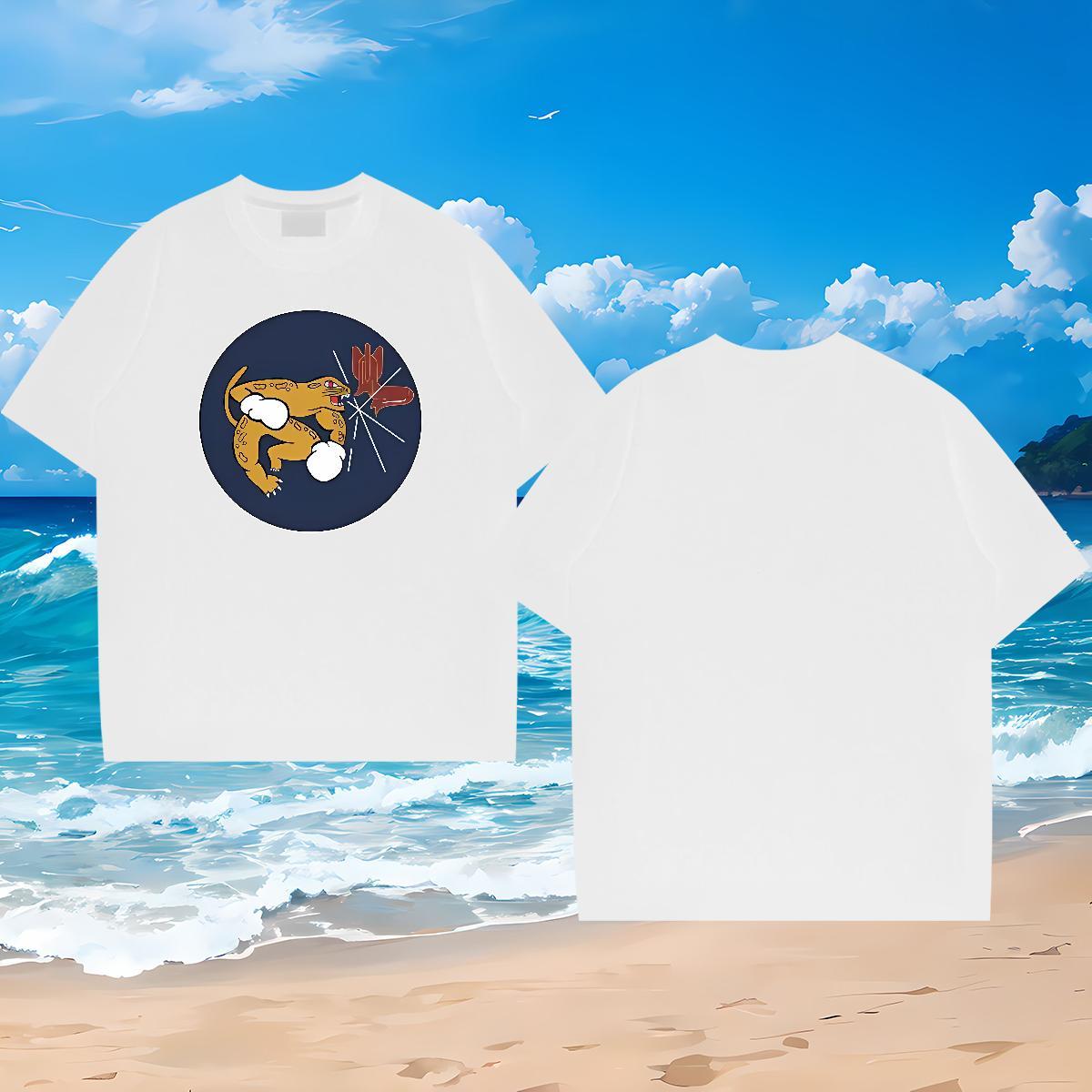 Customized Mens T Shirts 230g 100% Cotton ferocity Street Tops Tees Crew Neck Breathable Designer Men Tops Tees Black White