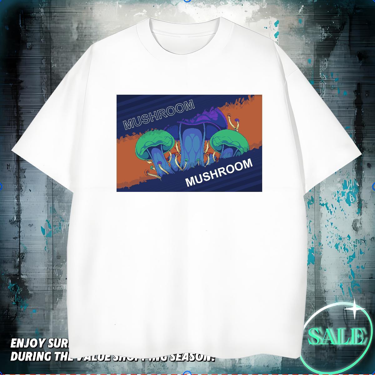 Mens T Shirts 230g Cotton mushroom Street Breathable Short Sleeve White Plus Size Men Tshirts Fashion Designer Classic Polos