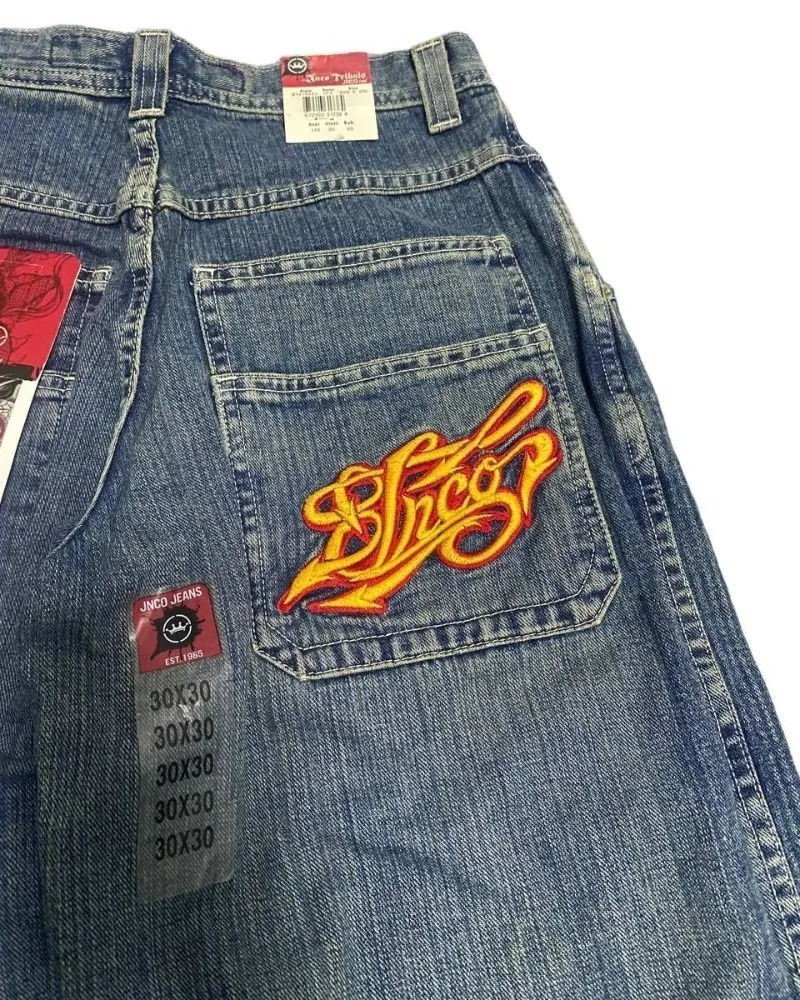 Y2K clothing cargo pants men JNCO Embroidered high quality jeans Hip Hop streetwear baggy jeans Harajuku vintage wide leg jeans 240806
