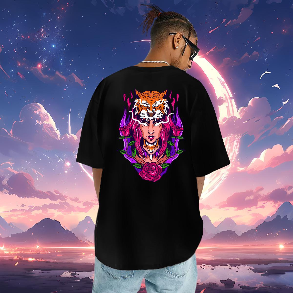Wholesale Men T Shirts 230g Pure Cotton tiger Sport Top Tees Breathable Short Sleeve Designer Men Clothes T-Shirt DIY Anime