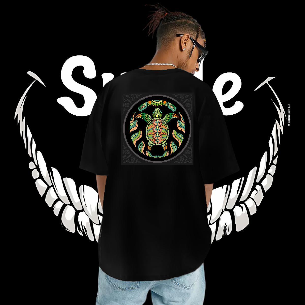 2024 New T Shirts Men 100% Cotton 230g tortoise Spring Summer Tee Shirt O-Neck Short Sleeve Free Shipping Mens Tshirts Cartoon Print