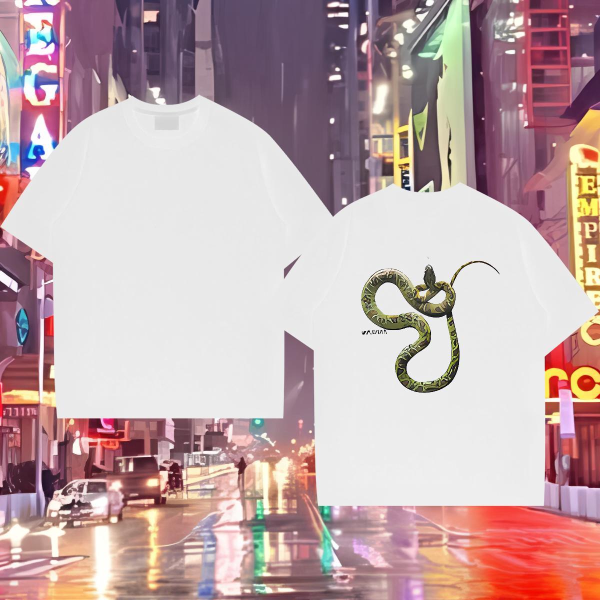 Custom T-Shirts 230g Cotton snake Summer Casual Wear Crew Neck Breathable Classic Tshirts Plus Size Custom