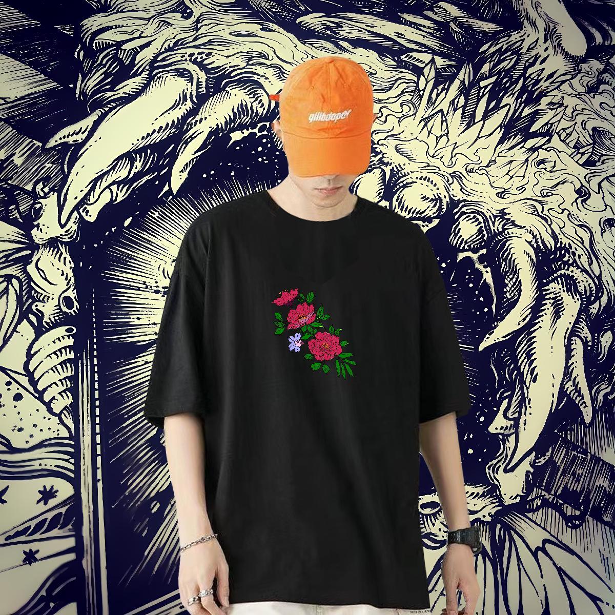 Designer Man T Shirts 100% Cotton 230g painting Sport Clothes Breathable Crew Neck Free Shipping Men Tshirts Cartoon Print