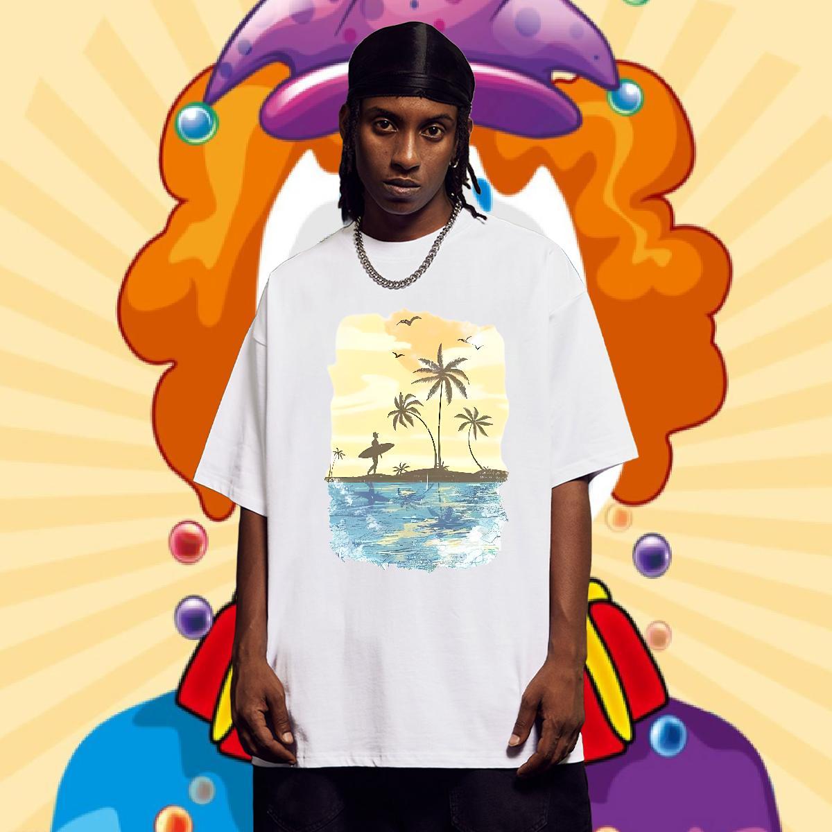 Stylist Men T Shirts 100% Cotton 230g tree Hip Hop Street Tee Shirt Breathable Crew Neck Soft Men Tees Floral Print