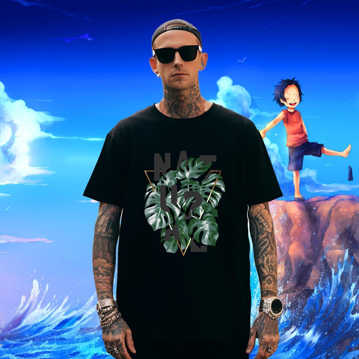 T-Shirts 230g 100% Cotton tree High Street Hip Hop Crew Neck Oversized Tshirt for Man Woman Brand Loose Wear