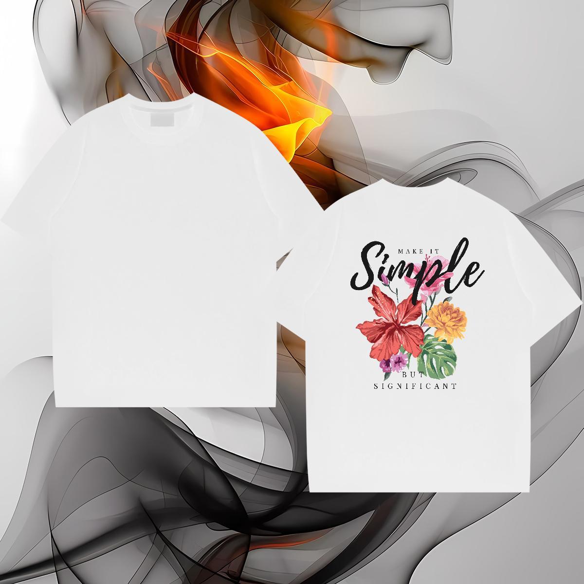 New Men T Shirts 230g Pure Cotton flower Spring Summer Polos O Neck Short Sleeves Designer Tshirts Asian Size