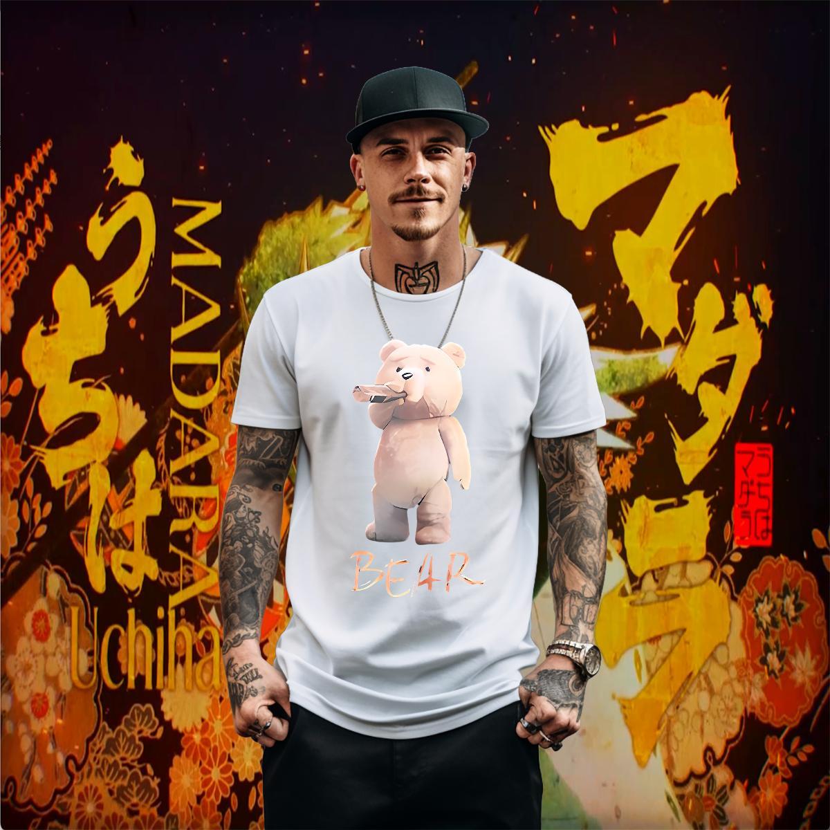 Casual New Men T Shirts 100% Cotton 230g bear Sport Tops Tees Breathable Short Sleeve Loose Tshirt for Man Woman Oversized 4XL