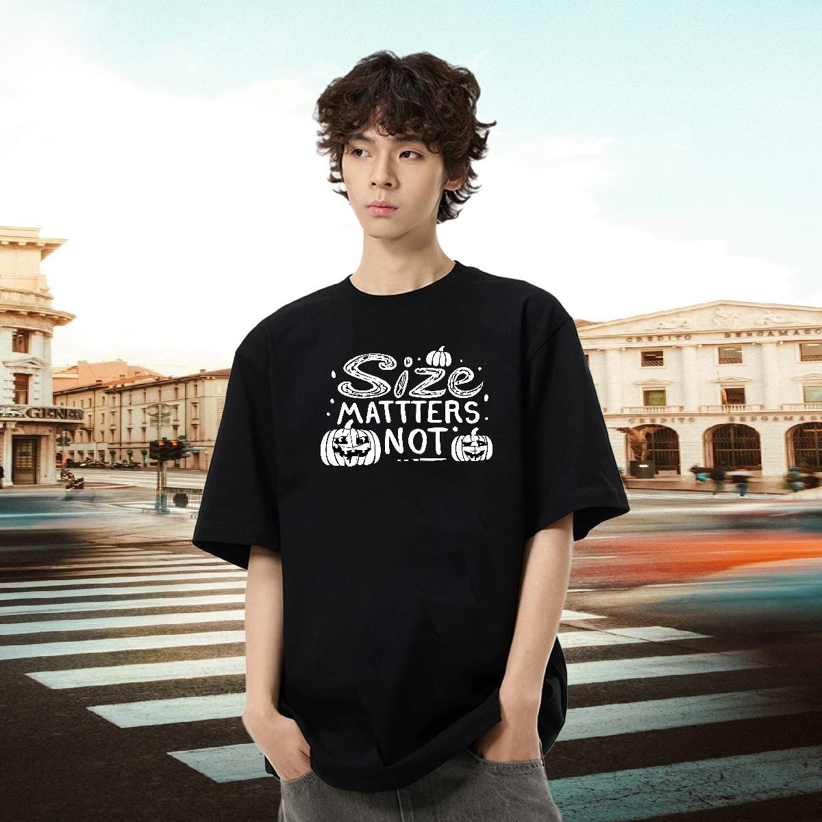 New Designer Men T Shirts 230g Pure Cotton pumpkin Summer Casual Clothes Crew Neck Cool Men Clothes T-Shirt Cartoon Print