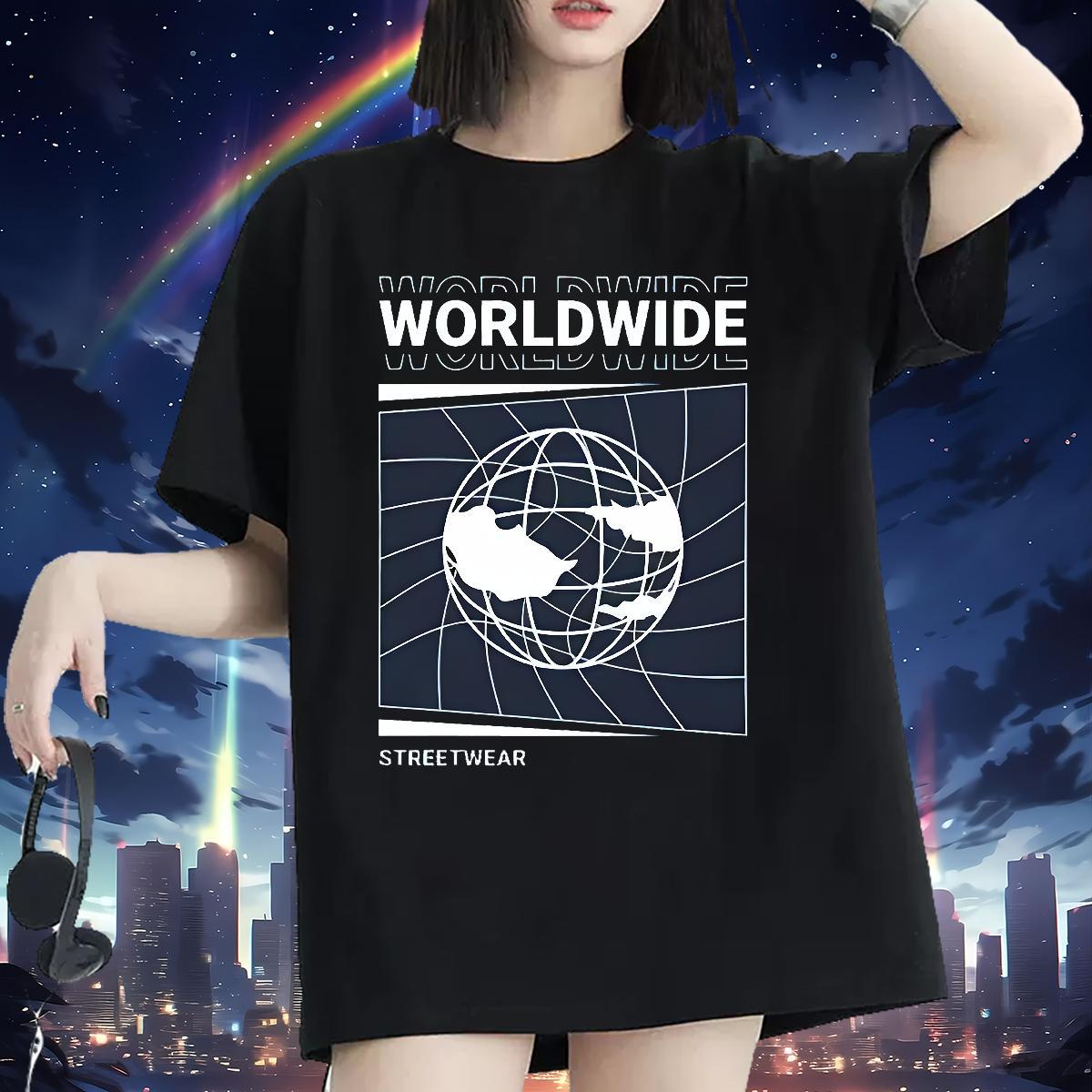 Designer Nice T-Shirts for Women Short Sleeve O-Neck Lady T shirt Custom Cartoon star High Street Hip Hop 230g 100% Cotton 2024 Designer Top Shirts