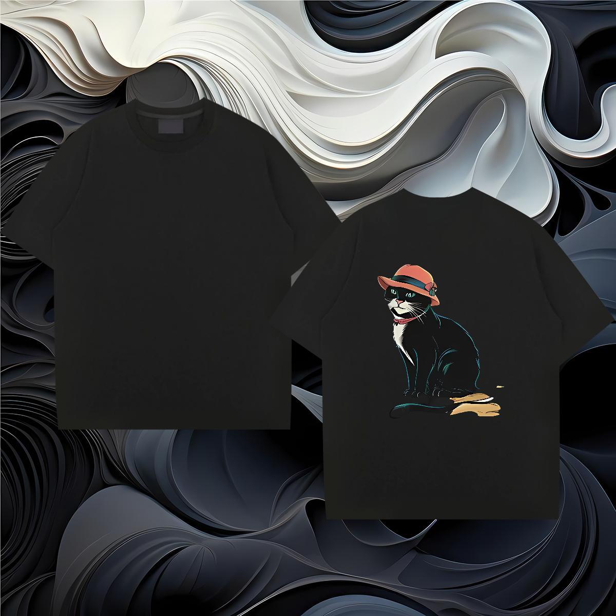2024 New T-Shirts for Men 230g Pure Cotton Hip Hop Street Tops Tees Crew Neck Breathable Popular Men Clothes T-Shirt Anime Print