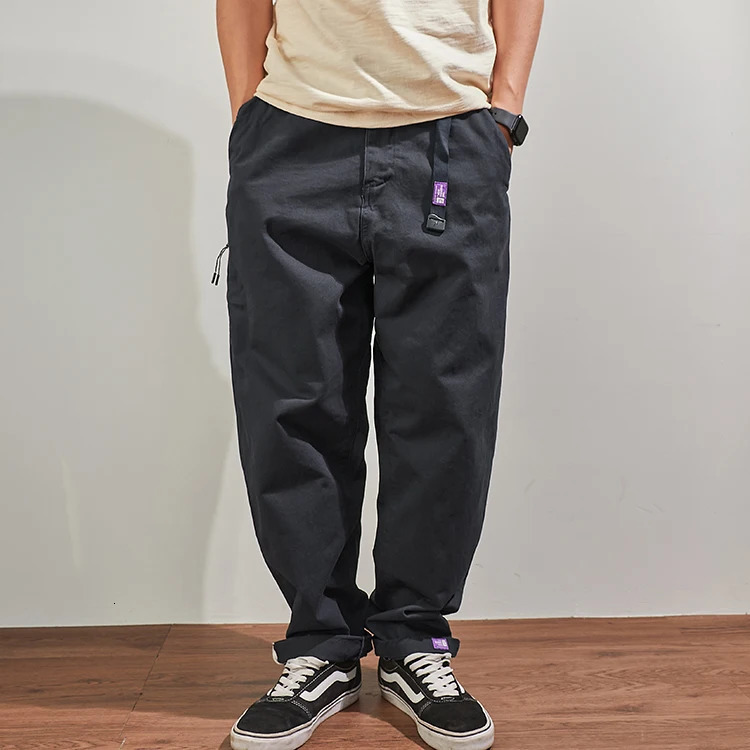 Four Seasons Japanese Retro Tapered Casual Pants Mens Fashion 100% Cotton Washed Loose Straight CityBoy American Cargo Trousers 240806