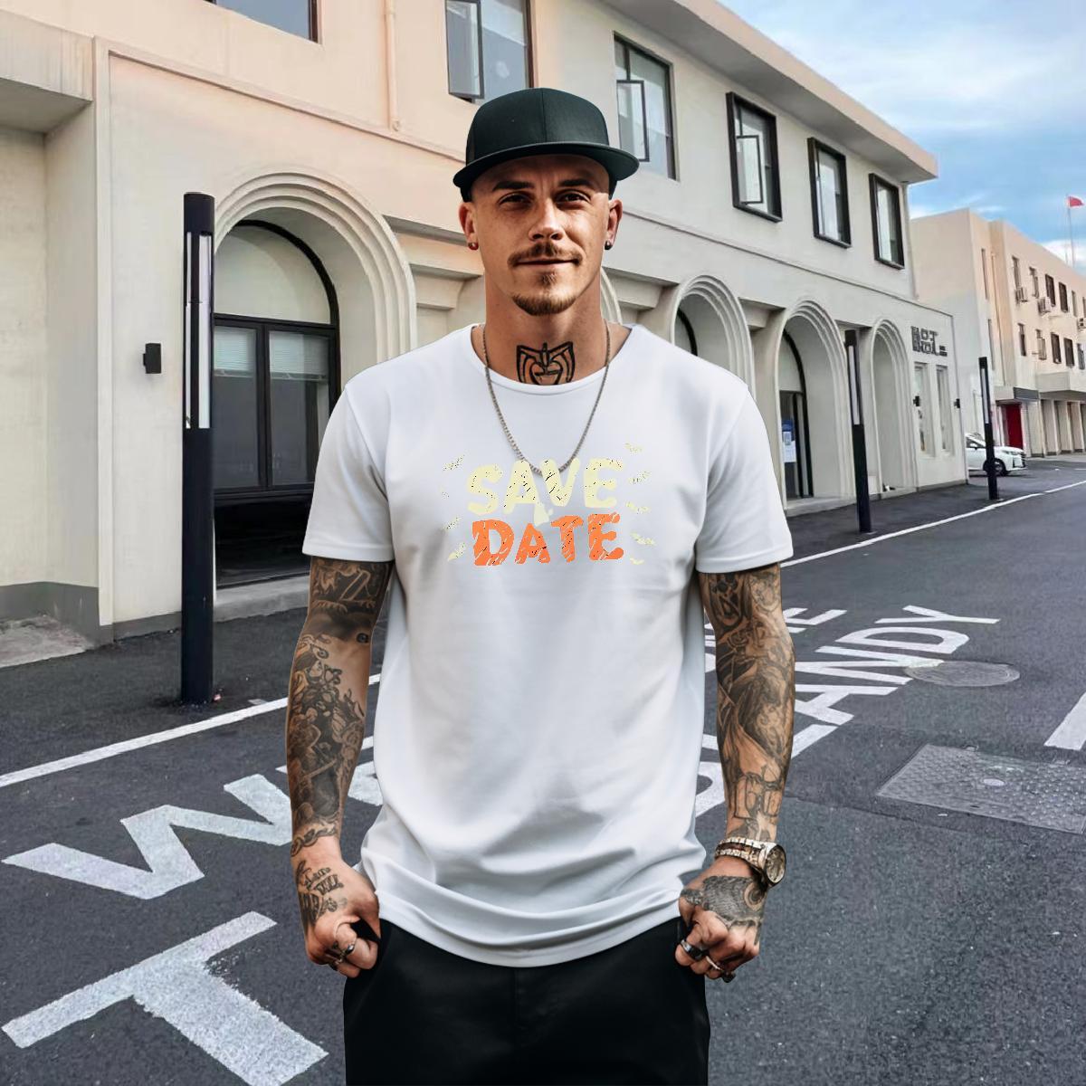 Brand Men Tees 230g Pure Cotton Street letter Plus Size Cartoon Short Sleeve O-Neck Custom Man T Shirts Tops Tees